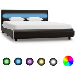 Cadru pat cu LED, antracit, 140 x 200 cm, piele ecologică