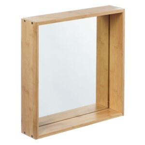 Oglindă de perete cu ramă din lemn de bambus Furniteam Design, 40 x 90 cm