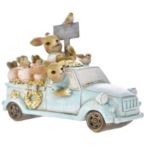 Figurina din rasina Car with Rabbits din rasina 16 cm x 13 cm