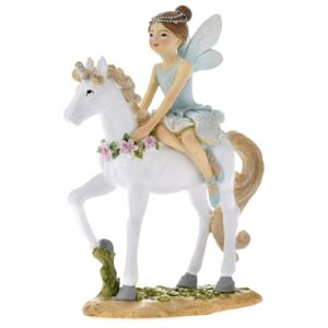 Figurina Fairy on Unicorn din rasina 11 cm x 14 cm