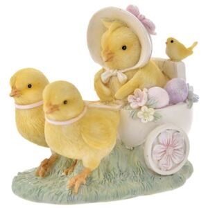 Figurina Chicks with cart din rasina 12 cm x 10 cm