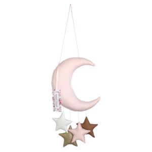 Luna si stelute, decoratiune pentru camera copiilor - roz