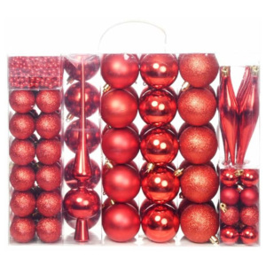 Set globuri de Crăciun 113 piese, 6 cm Roșu