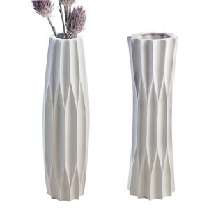 Set 2 vaze Taglio, ceramica, alb, 46x13.5 cm