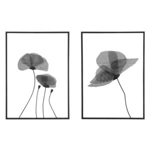 Set 2 decoratiuni de perete, metal, negru, 43x60x3 cm