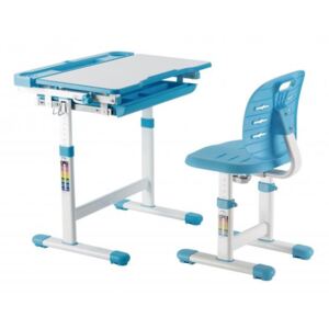 Set birou și scaun copii ergonomic reglabil în înălțime și spătar reglabil în adâncime ErgoK Poppy Albastru