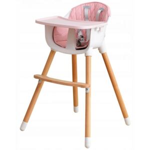 Scaun de masă din lemn pentru copii 2in1 Pink Modern Ecotoys