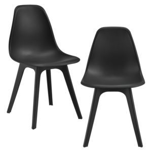 [en.casa]® Set doua bucati scaune design Ama, 83 x 54 x 48 cm, plastic, negru