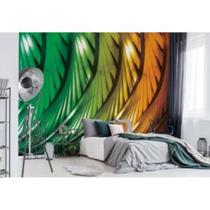 Fototapet - 3D Abstract Art Green And Orange Vliesová tapeta - 254x184 cm
