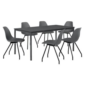 [en.casa]® Masa bucatarie/salon design elegant (160x80cm) - cu 6 scaune elegante (gri inchis)