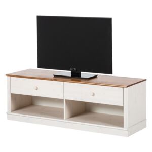 Comodă TV din lemn de pin cu detalii maro Støraa Annabelle, alb