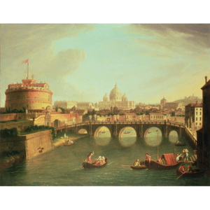 A View of Rome with the Bridge and Castel St. Angelo by the Tiber Reproducere, Gaspar van (1653-1736) Wittel