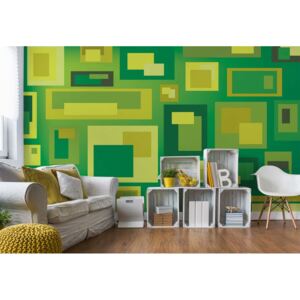Fototapet - Modern Green Squares Pattern Vliesová tapeta - 416x254 cm