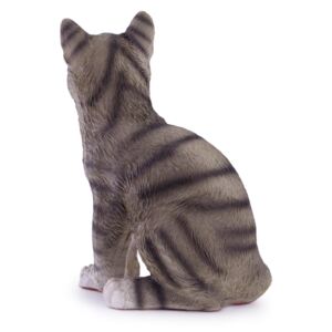 Pisica decorativa din ceramica, gri-negru