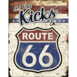 Placă metalică Route 66 - Get Your Kicks On, ( x cm)