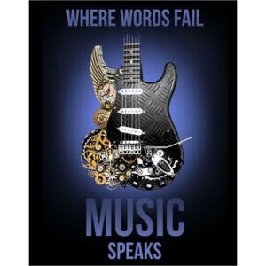 Placă metalică Music Speaks, ( x cm)