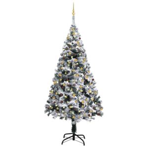 Set pom Crăciun artificial cu LED&globuri, verde, 240 cm PVC