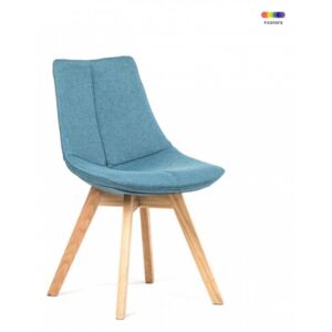 Scaun dining albastru din lemn de stejar si textil Ontario Grey Malo Design