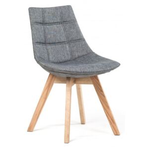 Scaun dining gri din lemn de stejar si textil Valenzia Grey Malo Design