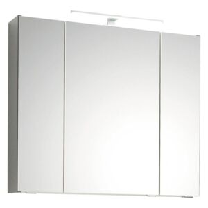 Dulap baie cu oglinda pelipal Capri, 3 usi, 80x70 cm gri cuart mat