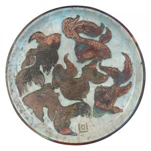 Platou decorativ aramiu din ceramica 30,5 cm Raku