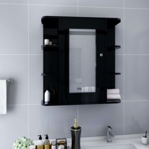 Dulap de baie cu oglindă, negru, 66 x 17 x 63 cm, MDF