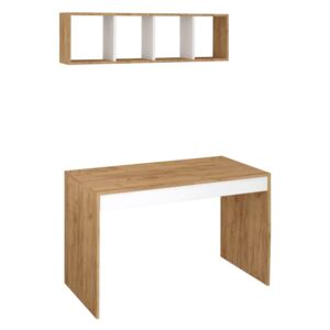 Set birou și raft cu aspect de lemn de stejar Ertel