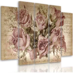 CARO Tablou pe pânză - Roses On The Background Of Music Notation 100x70 cm