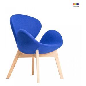 Scaun lounge albastru din lemn de stejar si casmir Andorra Blue Malo Design