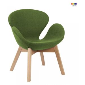 Scaun lounge verde din lemn de stejar si casmir Andorra Green Malo Design