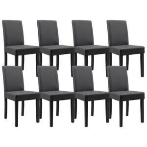 [en.casa]® Set Verona 8 scaune bucatarie, 90 x 42 cm, tapitat, piele sintetica, forma sezut trapezoidala, gri inchis