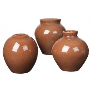 Set 3 vaze maro caramel din ceramica 14 cm Ingrid Broste Copenhagen