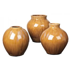 Set 3 vaze maro chihlimbar din ceramica 14 cm Ingrid Broste Copenhagen