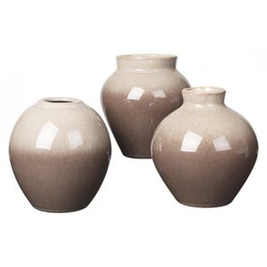 Set 3 vaze grej/maro din ceramica 14 cm Ingrid Broste Copenhagen