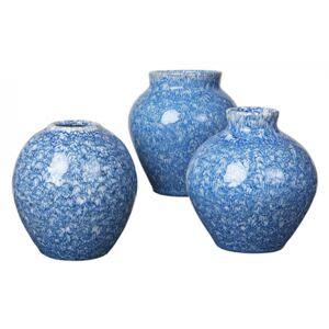 Set 3 vaze albastre/albe din ceramica 14 cm Ingrid Broste Copenhagen