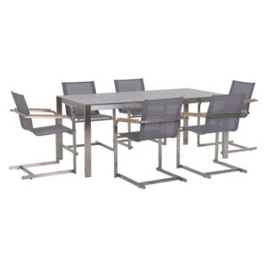 Set de o masa si 6 scaune pentru gradina COSOLETO, gri/argintiu