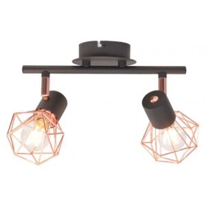 Koohashop Lampa de plafon cu 2 spoturi E14, negru si bronz
