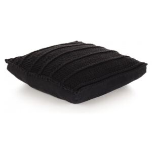 Koohashop Perna de podea tricotata, negru, 60 x 60 cm, bumbac, patrat