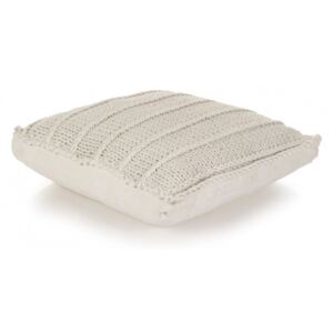 Koohashop Perna de podea tricotata, alb, 60 x 60 cm, bumbac, patrat