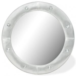 Oglinda de perete argintiu lucios 60 cm piele ecologica