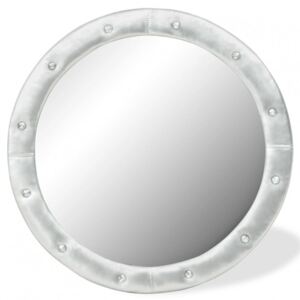Oglinda de perete argintiu lucios 80 cm piele ecologica