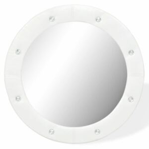 Oglinda de perete alb lucios 60 cm piele ecologica