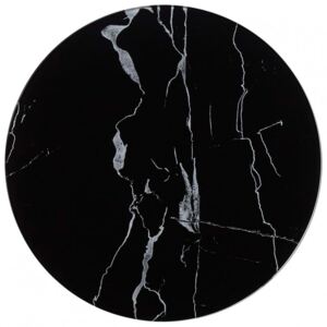 Koohashop Blat de masa, negru, Ø40 cm, sticla cu textura de marmura