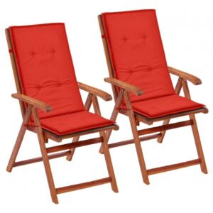 Koohashop Perne scaun de gradina, 2 buc, rosu, 120x50x3 cm