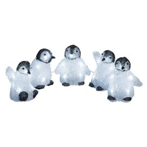 Set de 5 pinguini decorativi cu LED, 12 x 12 cm