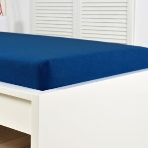 Cearsaf elastic de pat froté, albastru