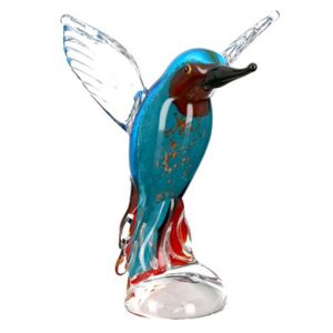 Figurina kingfisher, sticla, multicolor, 14x14x22 cm