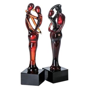 Set 2 figurine Pair, sticla, negru rosu, 5x5x19 cm