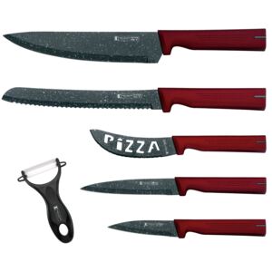 Imperial Collection IM-X5: 6 Pieces Marble Coated Knife Set Red