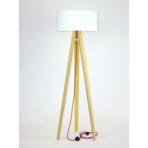 Lampadar cu abajur alb și cablu roşu Ragaba Wanda, galben
